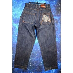 Platinum FUBU Jeans Mens 35x33 Blue Denim Fat Albert Graphic Hip‎ Hop Y2K Baggy